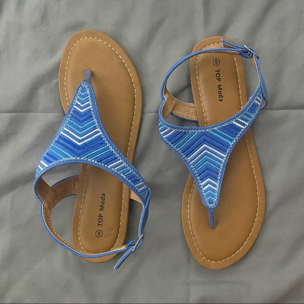 Blue patterned sandals